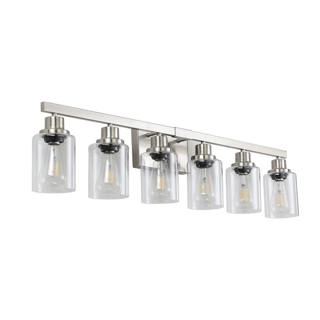 Modern 6-Light Bathroom Vanity Light Fixture - Brushed Nickel