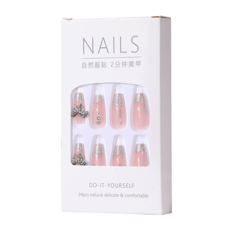 Fake Nail Patches 24-Piece Set - Naked Butterfly with Jelly Glue