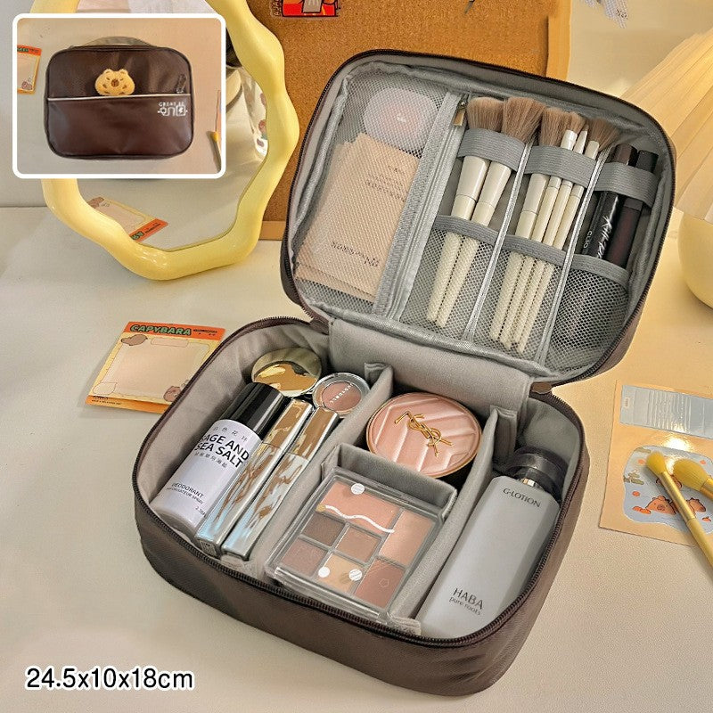 Large Capacity Multi-Function Cosmetic Bag with Multiple Layers for Travel and Storage