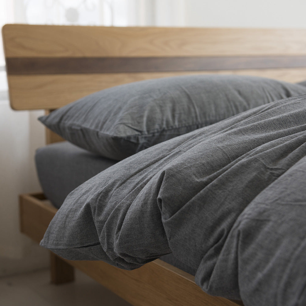 Solid Color Cotton Bed Sheet Set - Four-Piece Dormitory Bedding