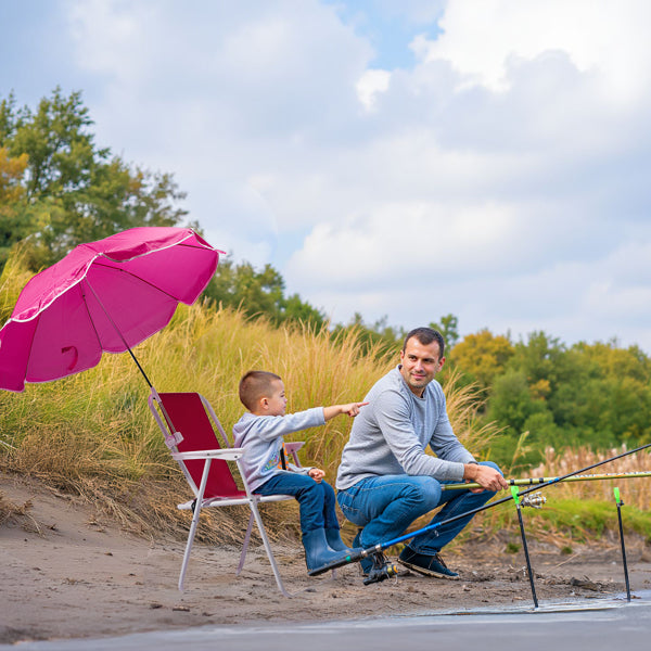 Folding Beach Chair with Umbrella - Lightweight, Portable, 265lbs Capacity