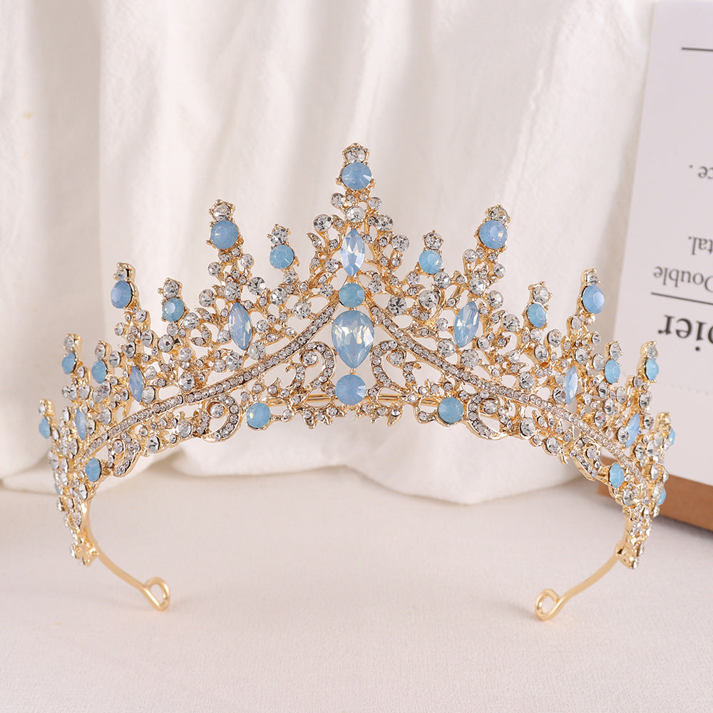 Baroque Bridal Crown with Rhinestones & Opals