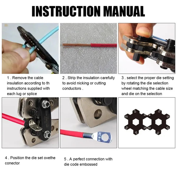Copper Terminal Crimping Pliers Set with Assorted Ring Terminals - 60 pcs