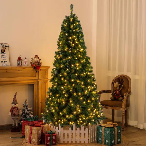 6ft Christmas Tree with 150 Warm LED Lights - Green PVC