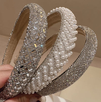 Diamond Headband with Pearl Style - Multiple Finishes