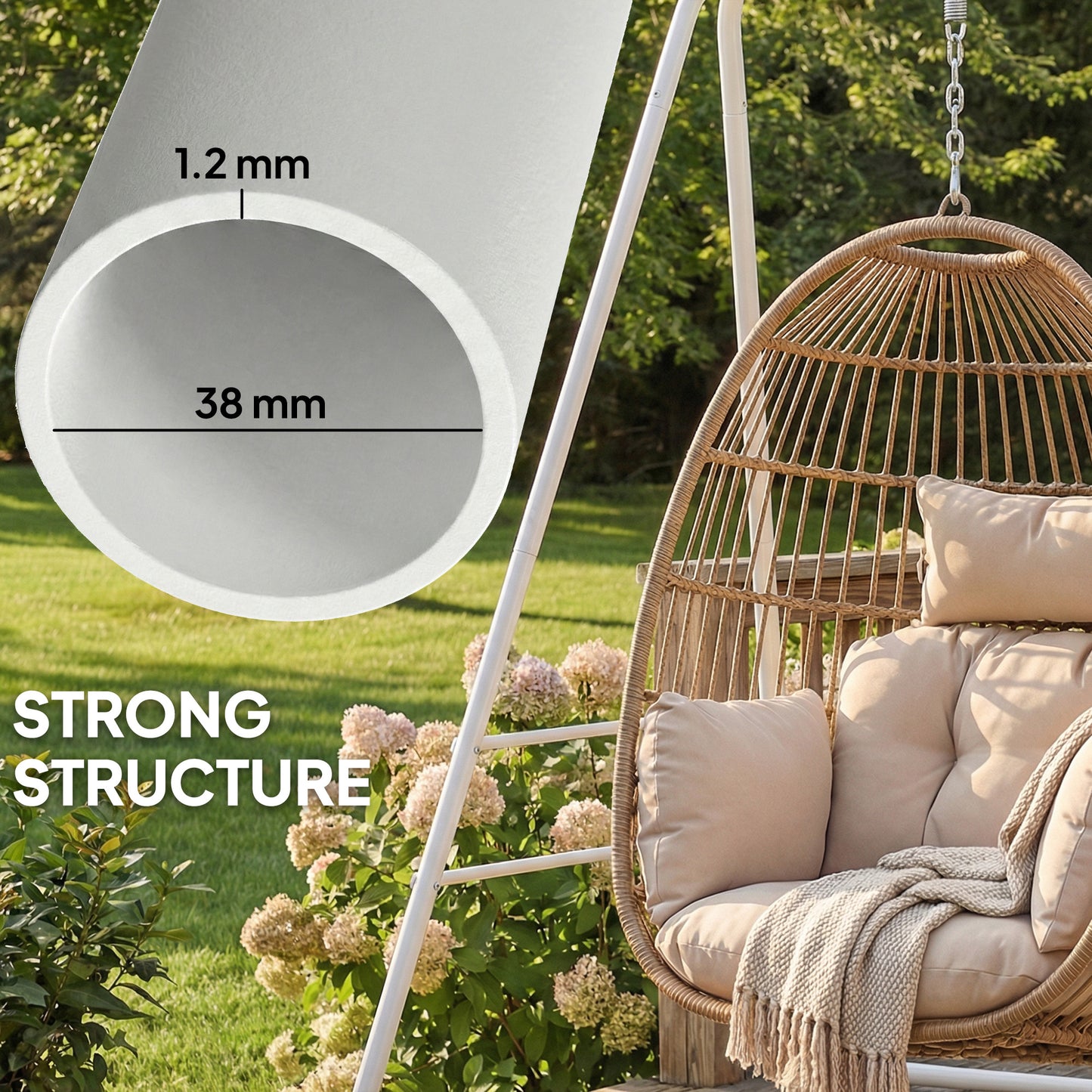 Hammock Chair Stand for Indoor & Outdoor Use - White
