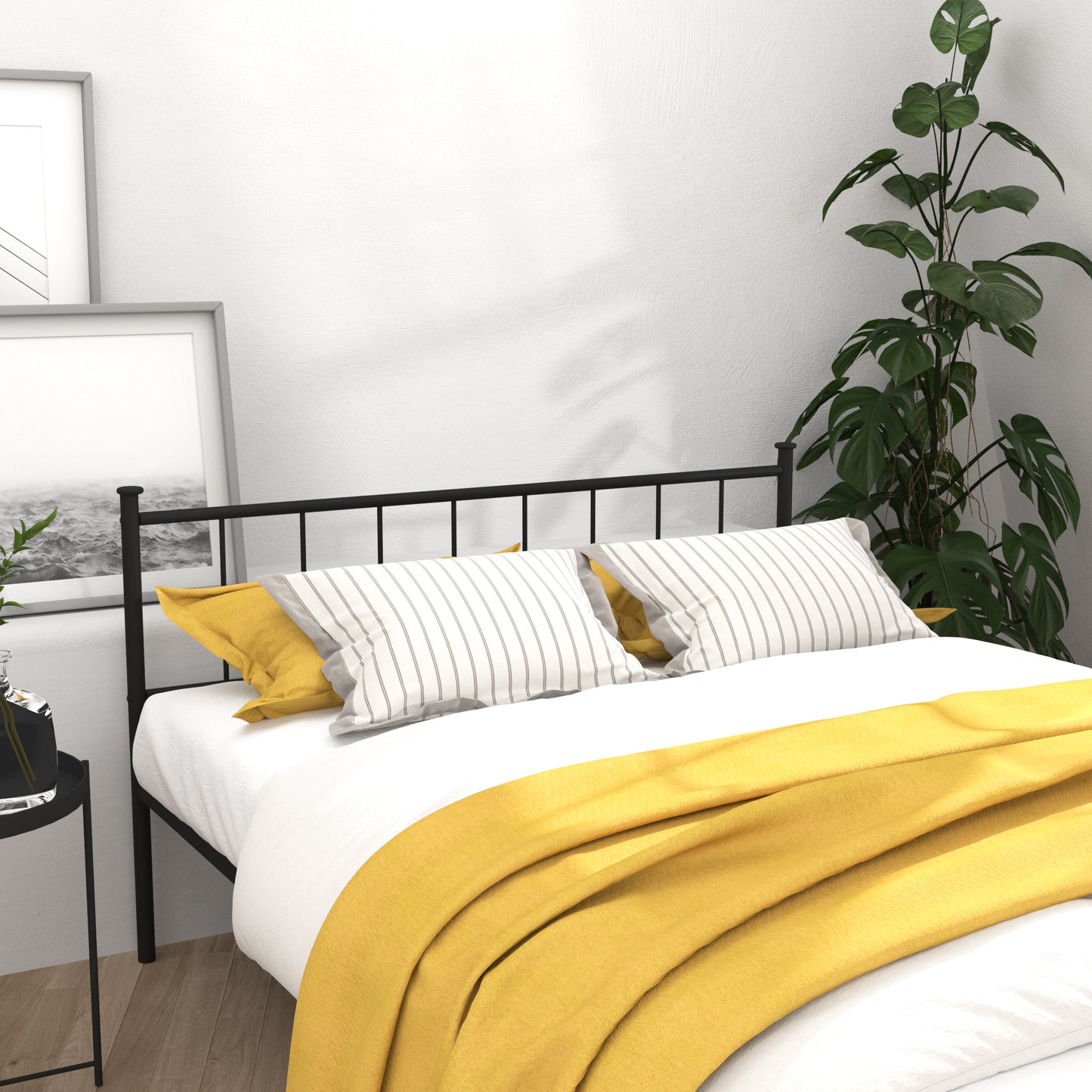 Full Size Bed Frame with Headboard & Footboard - Black