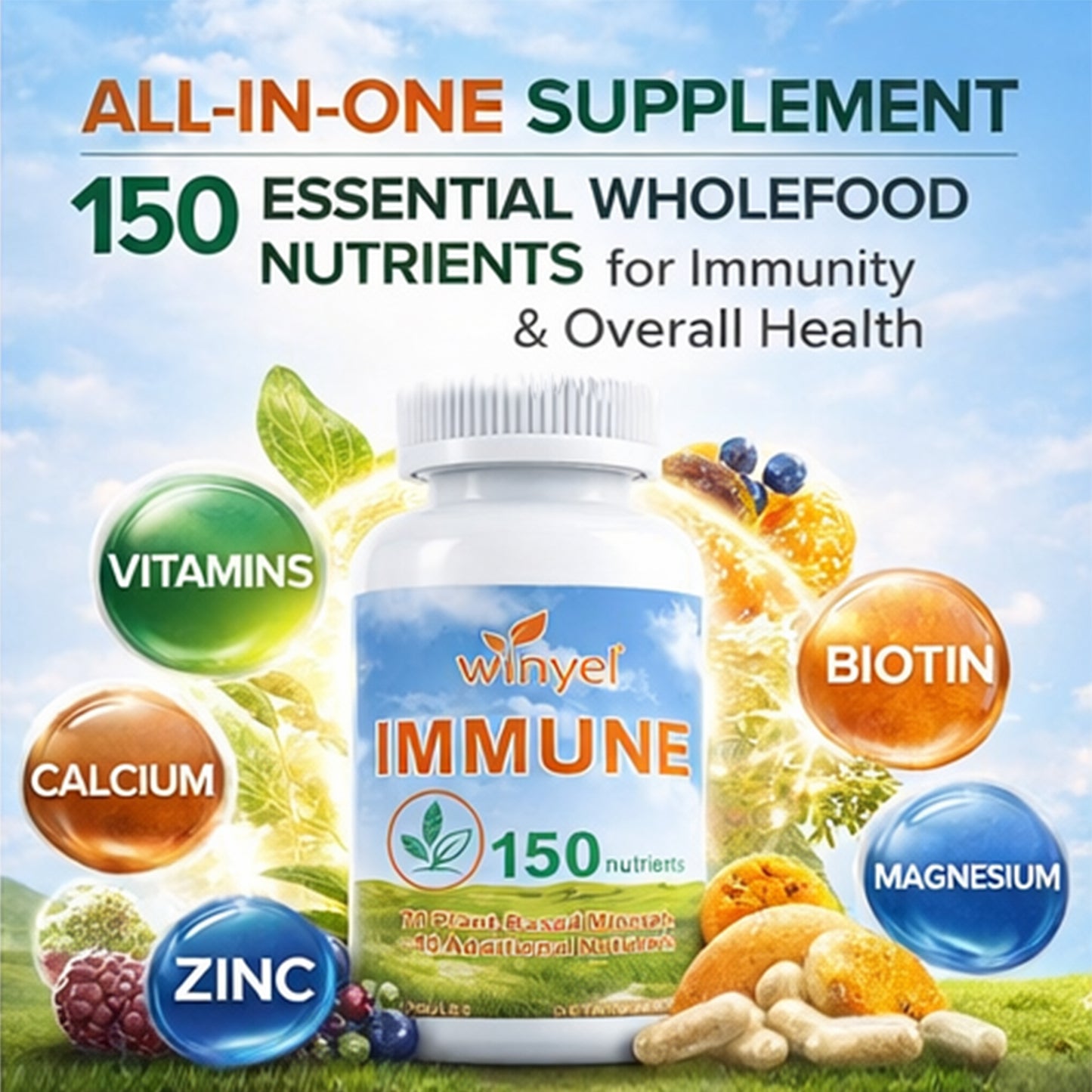 Immune Support Multivitamin Capsules - 150 Count Daily Supplement