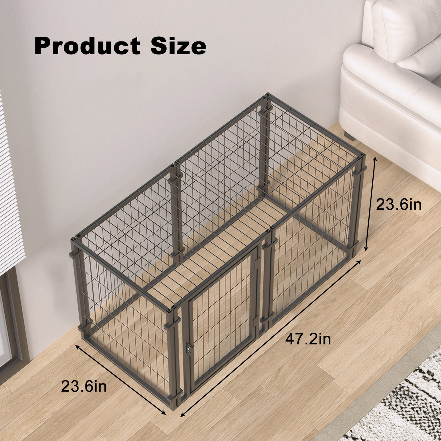 47.2-Inch Metal Dog Crate for Small to Large Dogs Indoor Outdoor Use