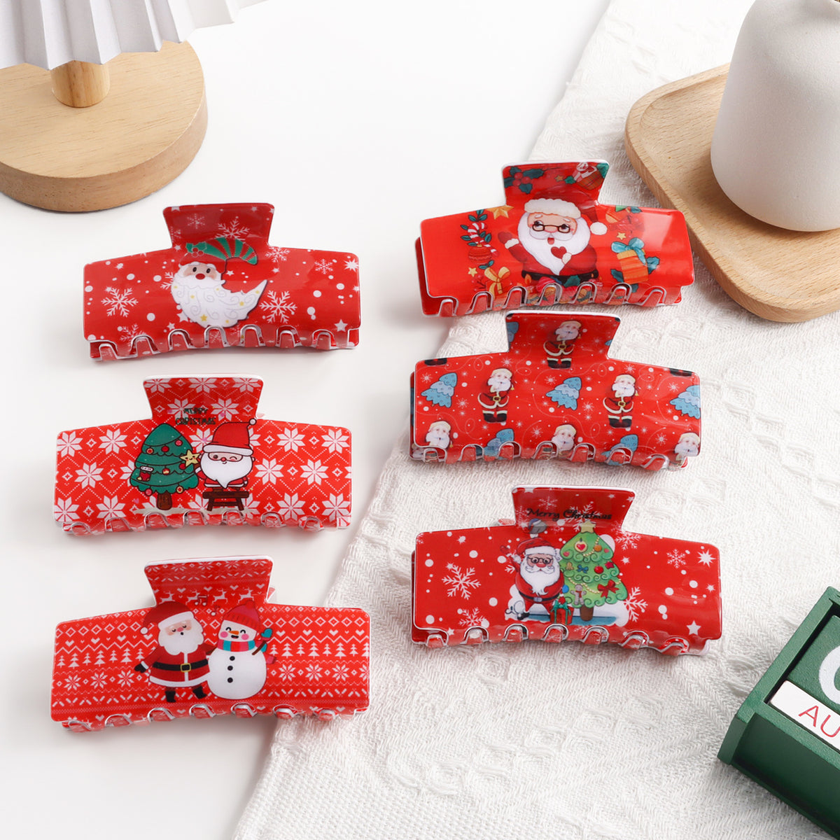 Christmas Snowflake & Santa Hairpin Clip