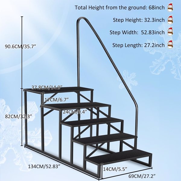 Heavy-Duty Pool Ladder with Handrail - 660Lb Capacity, Anti-Slip Steps, Above-Ground Pool Access
