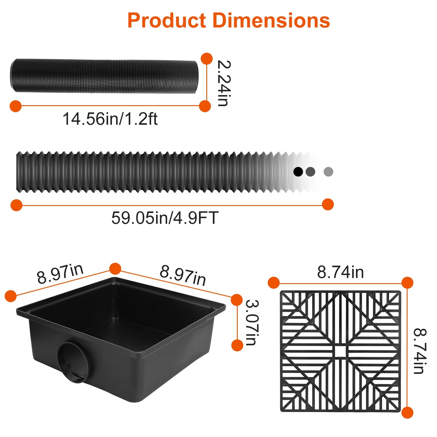 Gutter Downspout Extension Kit with 4.9FT Flexible Hose