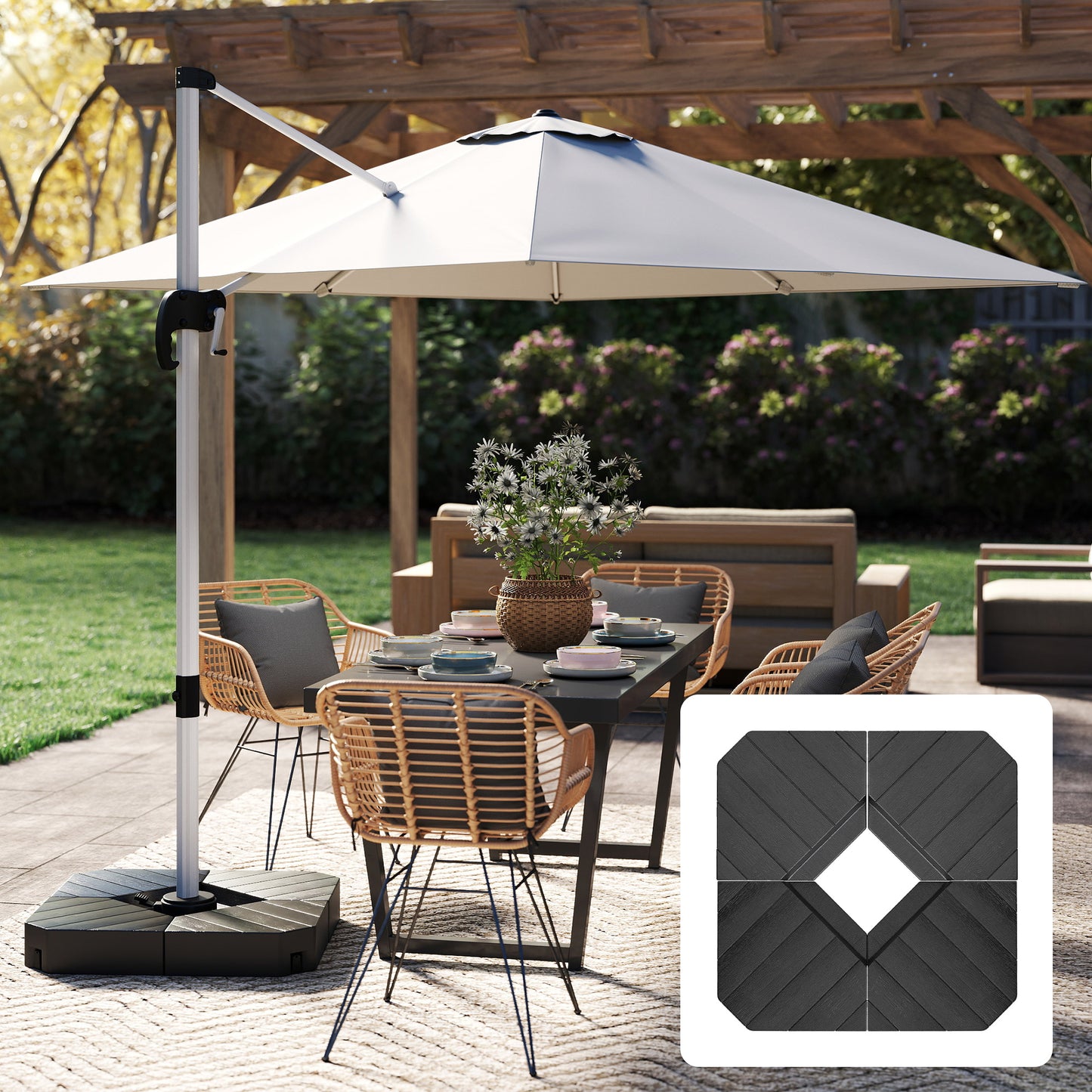 Outdoor Umbrella Base Weights - 132 lbs Water or 176 lbs Sand
