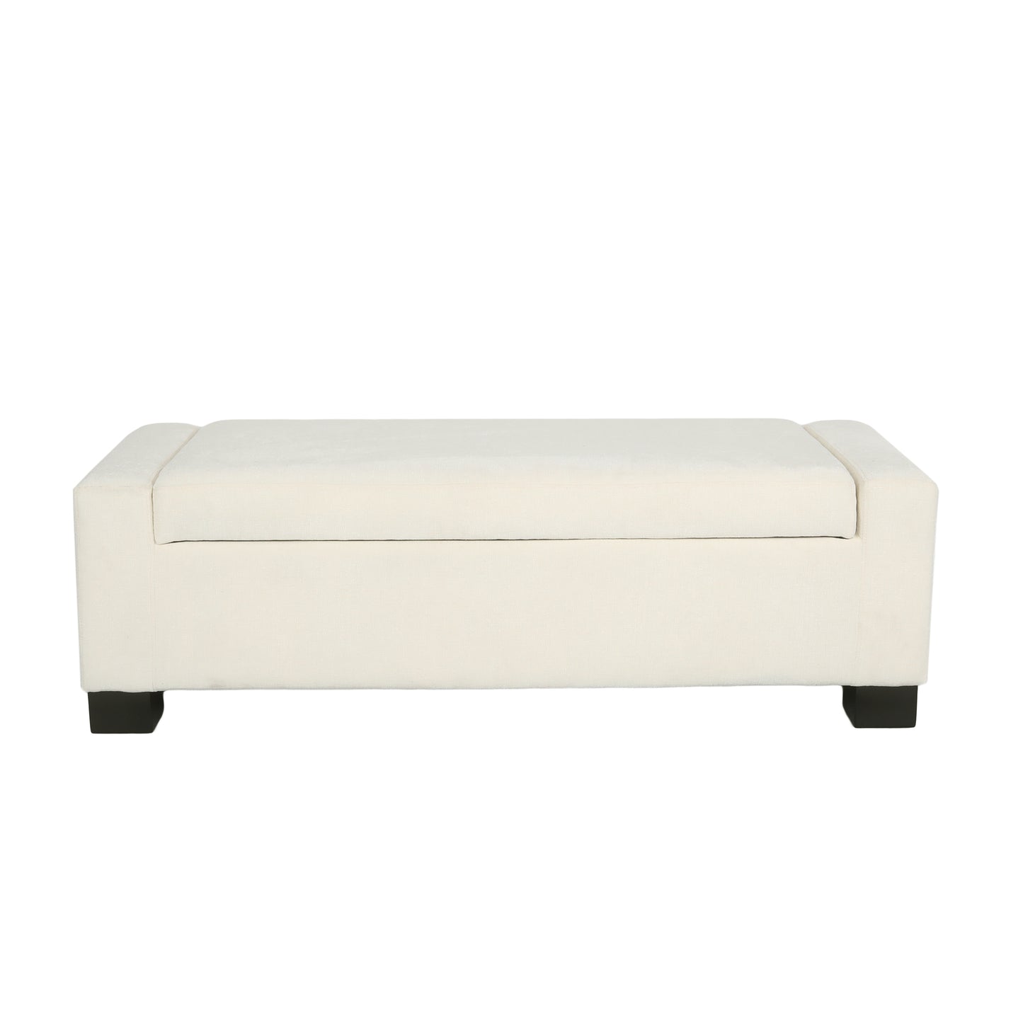 50-Inch White Storage Ottoman with Hinged Lid for Living Room & Bedroom