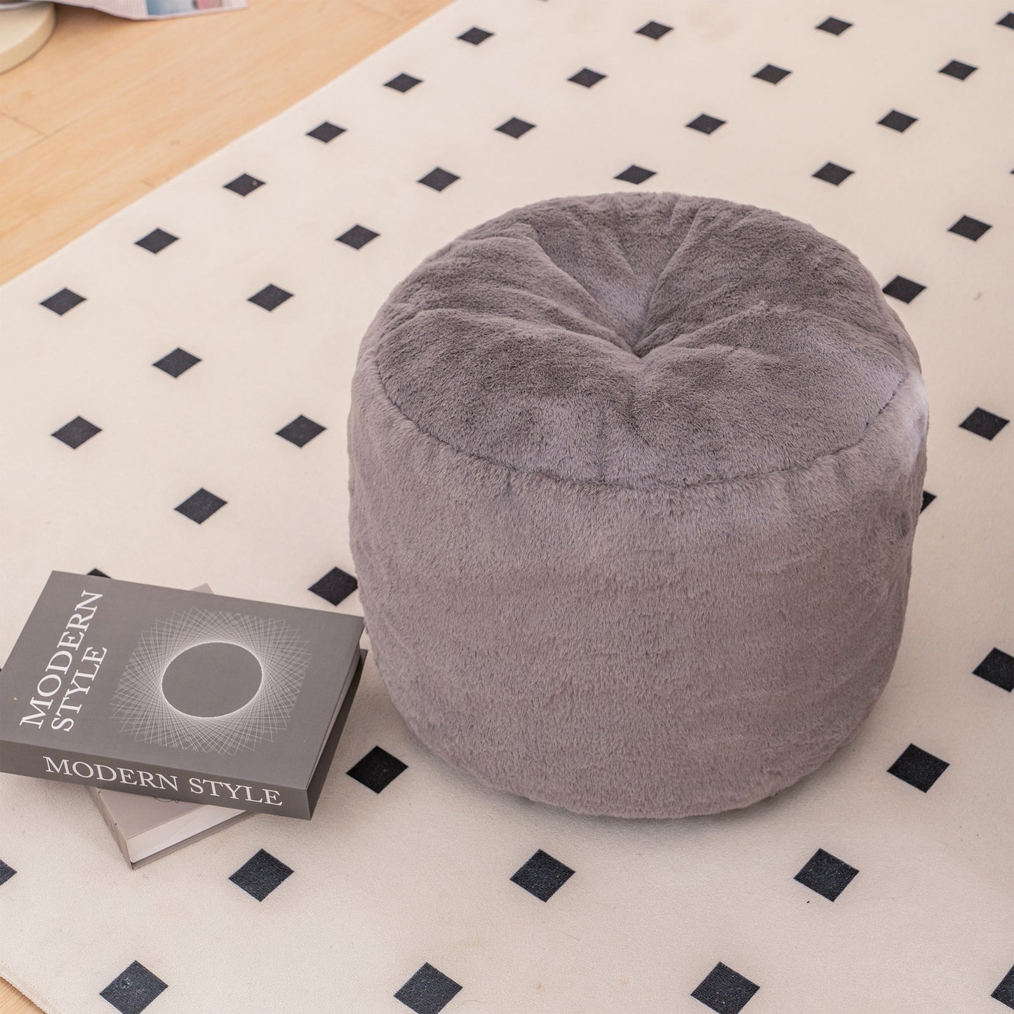 Oversized Faux Fur Bean Bag Chair for Adults & Kids - Gray