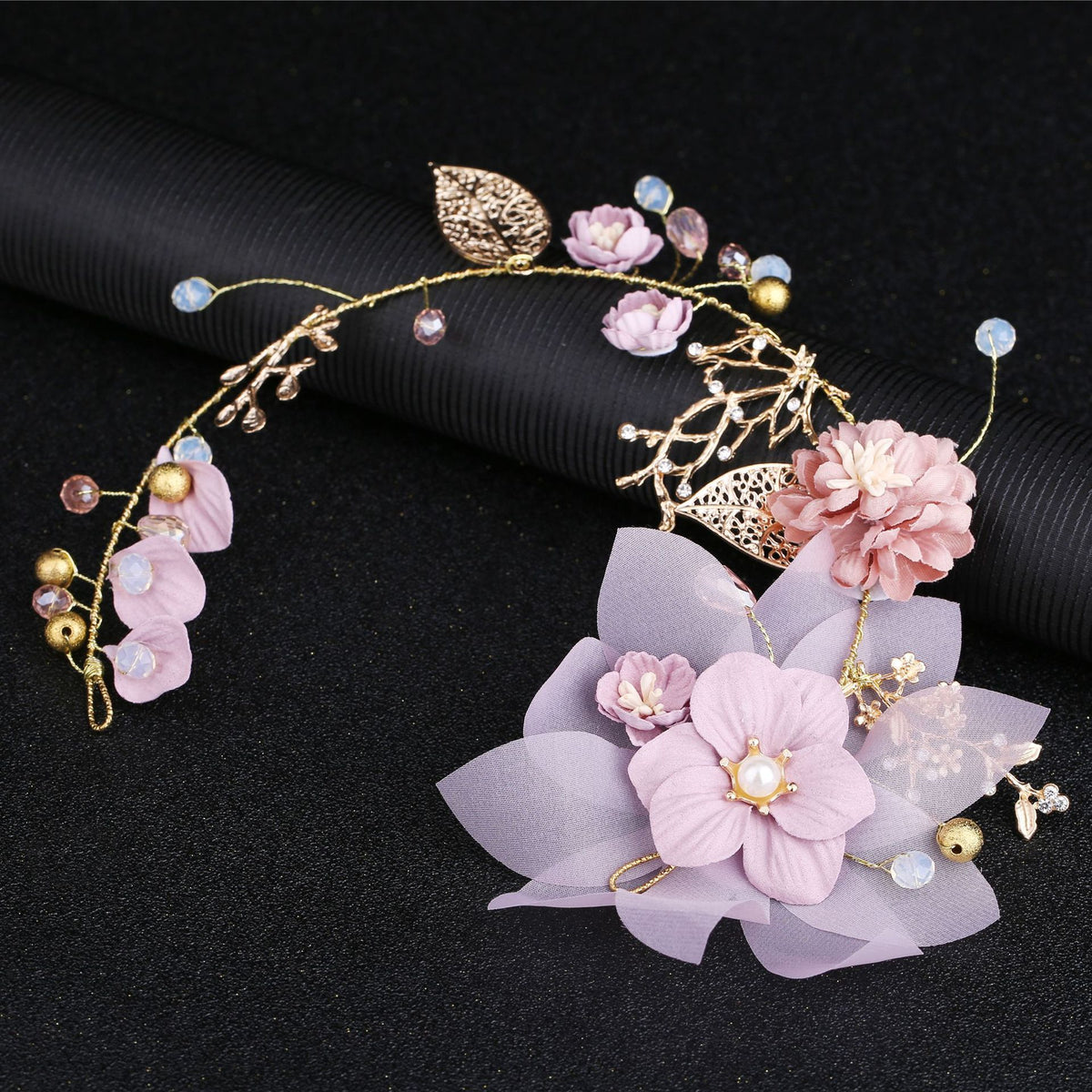 Handmade Gold Leaf Branch Flower Wedding Hair Accessory