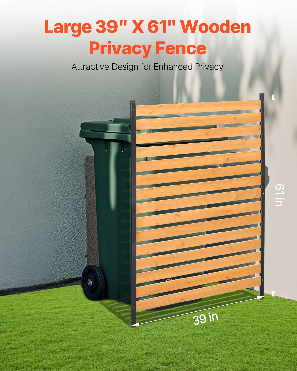 Wood Privacy Fence Panel 39' W x 61' L for Outdoor Air Conditioner and Garden Privacy