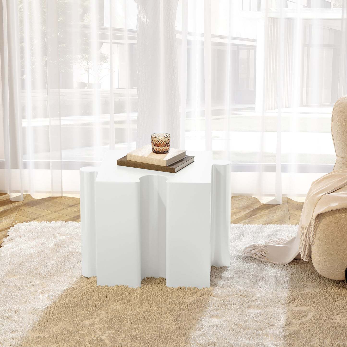 3-Piece Artistic Puzzle Table Set,Modular MGO Side Tables With