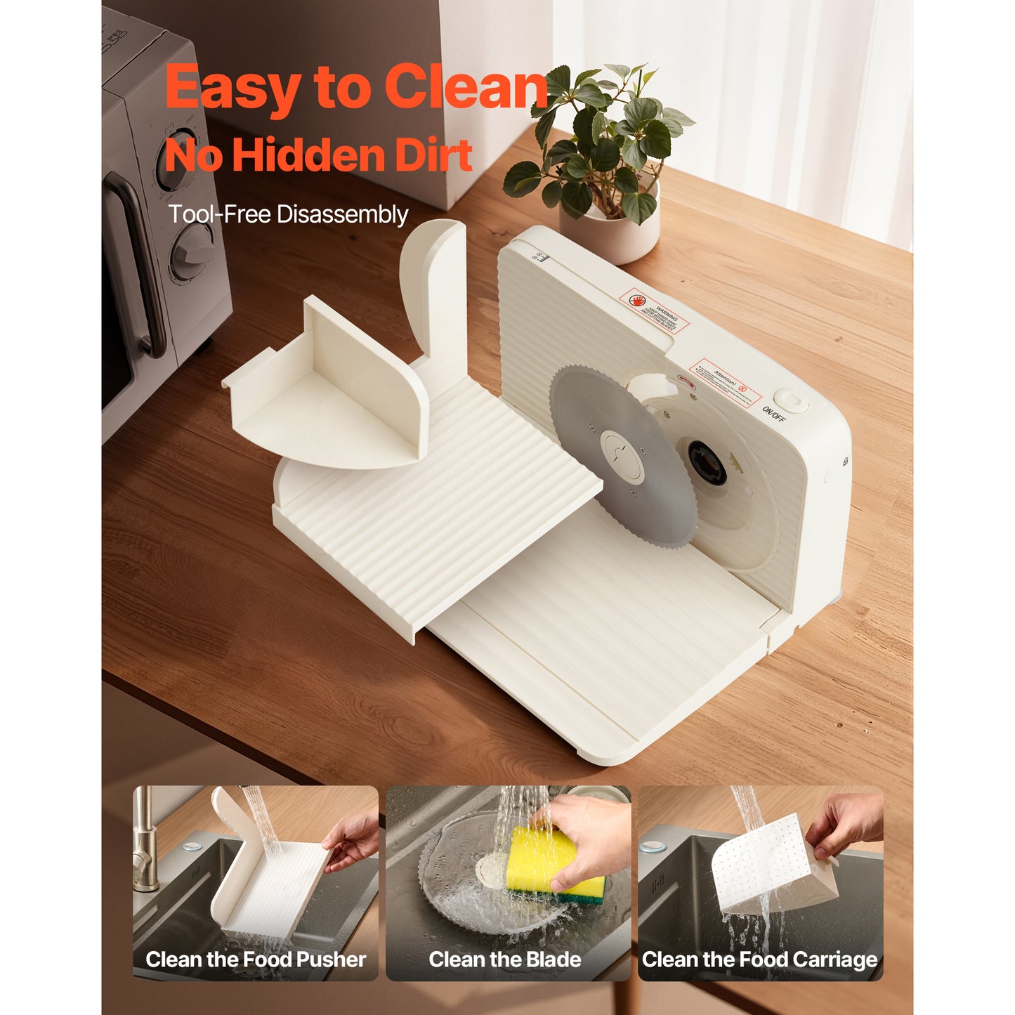 Electric Meat Slicer 6.7-inch Foldable Food Cutter for Frozen Meat & Deli Ham