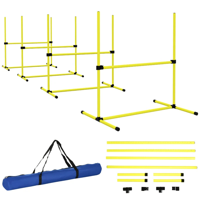 Dog Agility Jump Set with Adjustable Height Bars and Carry Bag - Yellow