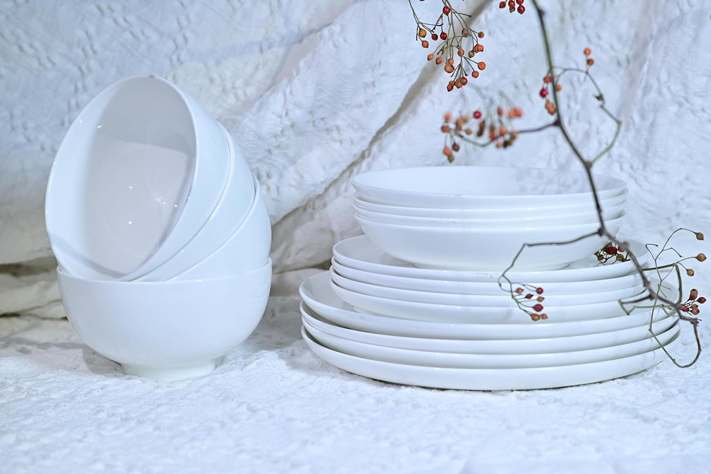 Lily Bone China Dinnerware Set - 16 Pieces Service for 4