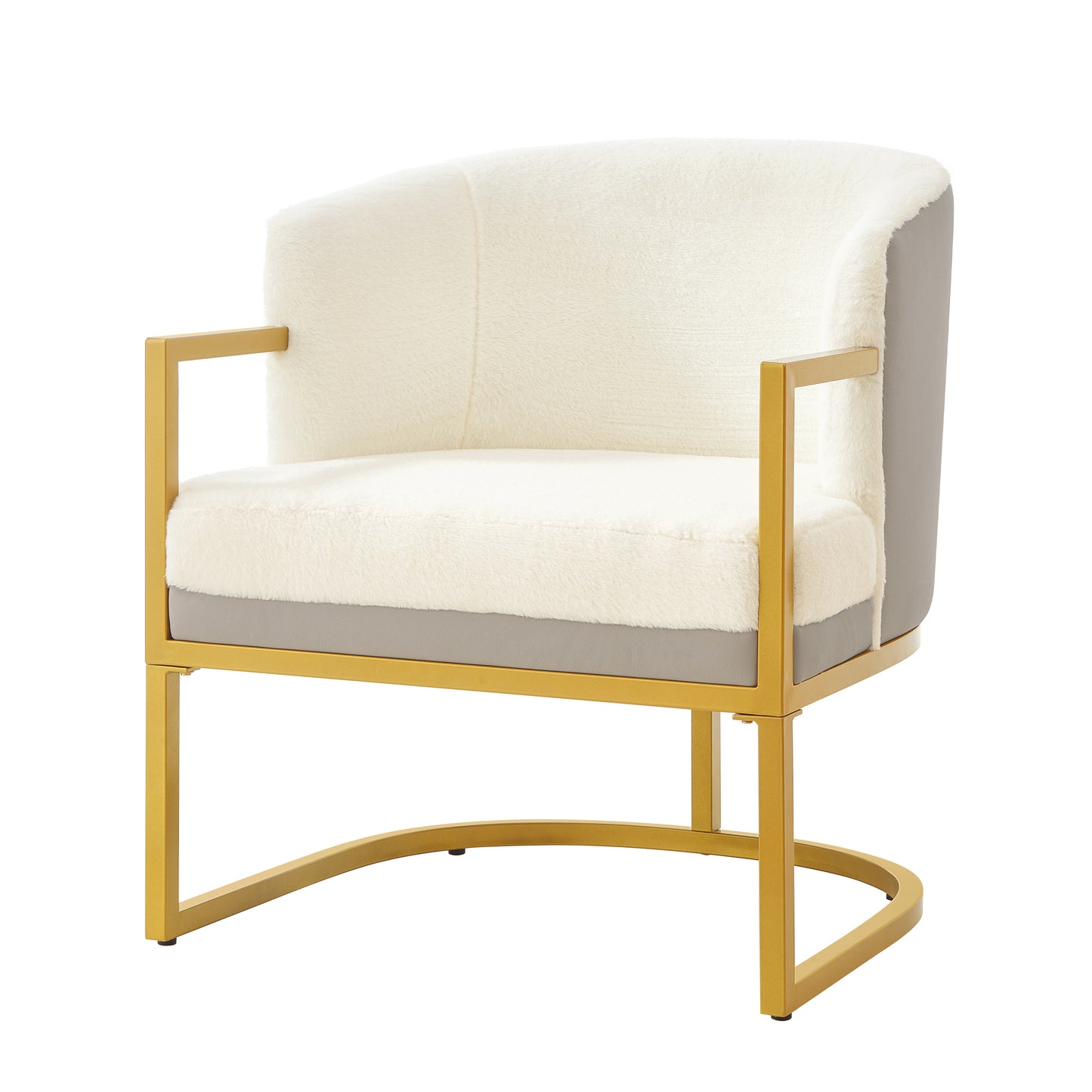Cozy Upholstered Accent Chair with Gold Frame - Beige