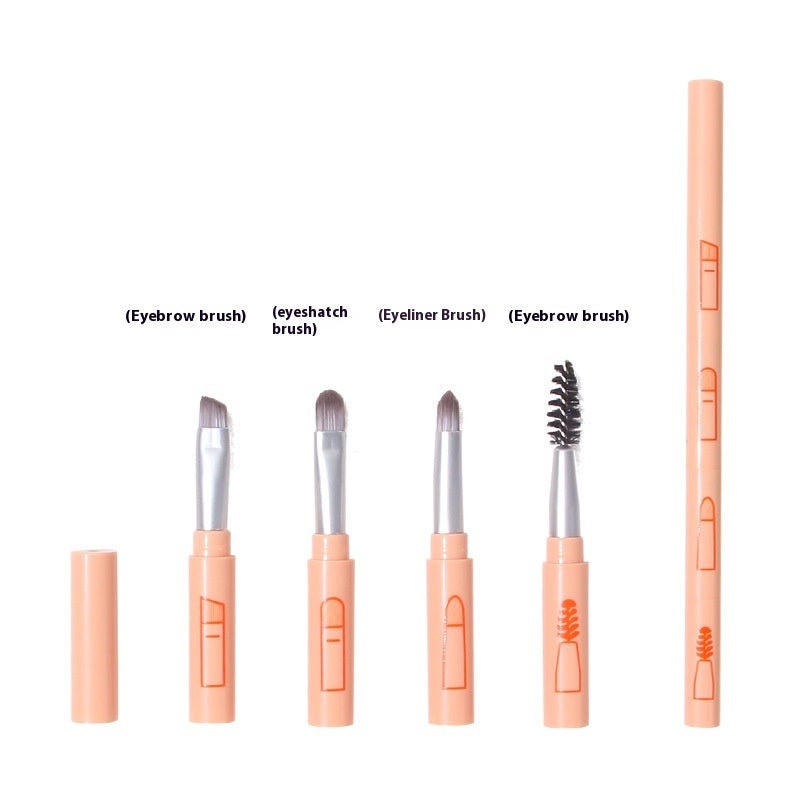 Multifunctional Aluminum Makeup Brush Set - 4-in-1 Eye Shadow & Face Tools