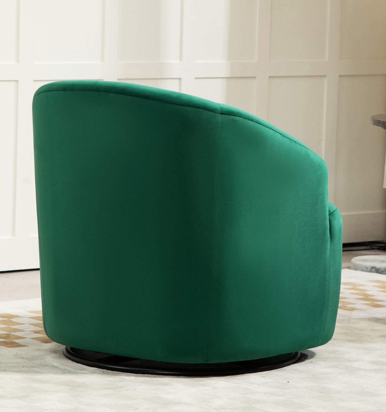 362 Degree Swivel Barrel Accent Chair, Velvet Upholstered Curved
