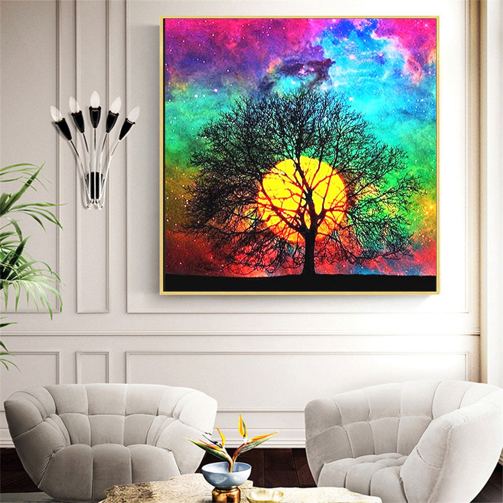 Moon Tree 5D Diamond Painting Kit - Square or Round Mosaic Art for Home Decor