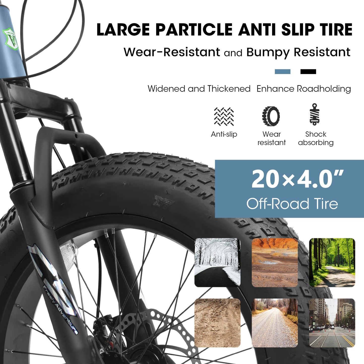 20 Inch Fat Tire Mountain Bike - 7 Speed, Dual Disc Brakes
