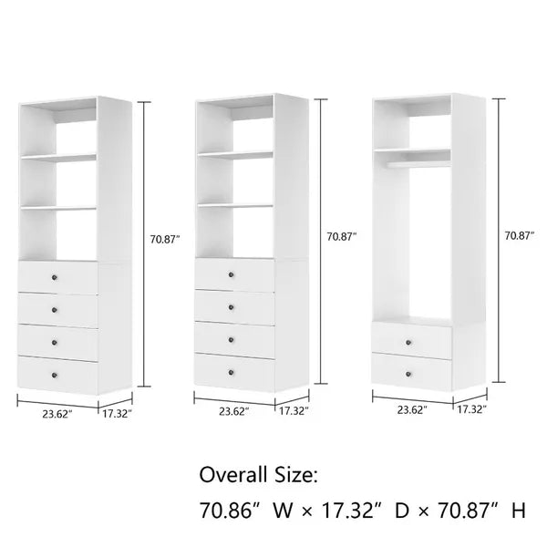 Livelylodge Modular Wardrobe Closet - Freestanding White With
