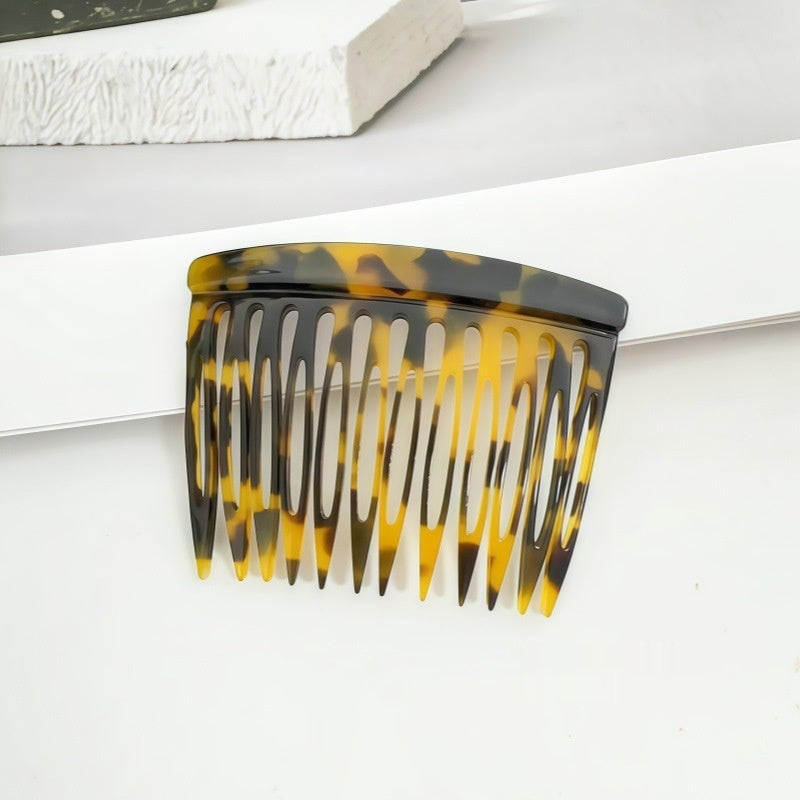 Leopard Print Hair Comb - Acetate Geometric Design