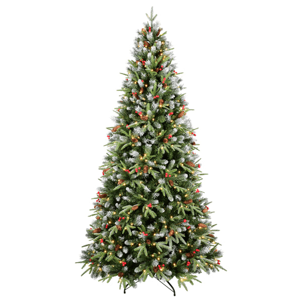 6ft LED Christmas Tree with Red Fruit & Pine Cones - Foldable