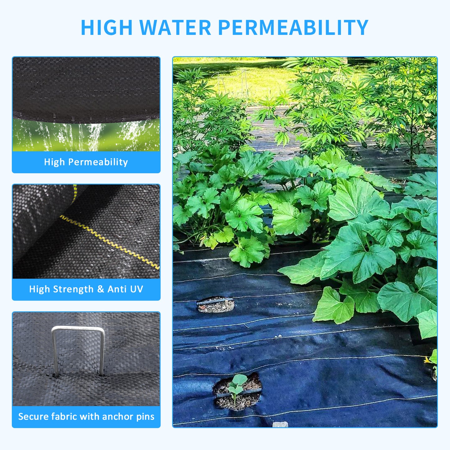 Black Weed Control Landscape Fabric for Garden and Landscaping