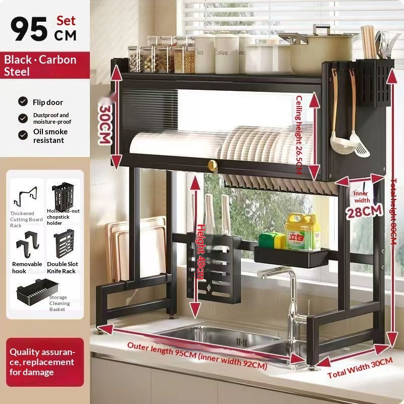 Kitchen Countertop Cabinet Shelf - Modern Steel Storage Organizer