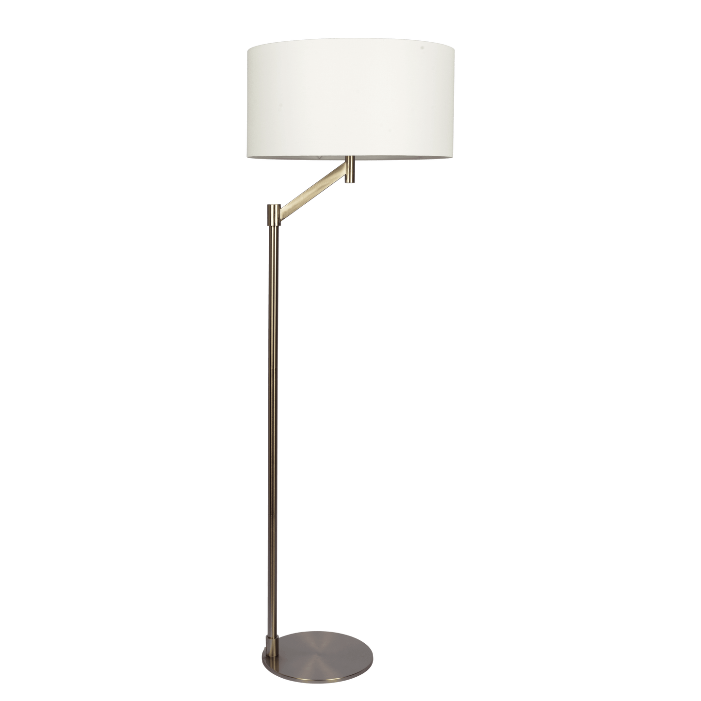 Serene Brushed Nickel Floor Lamp With Rotary Metal Base White Linen