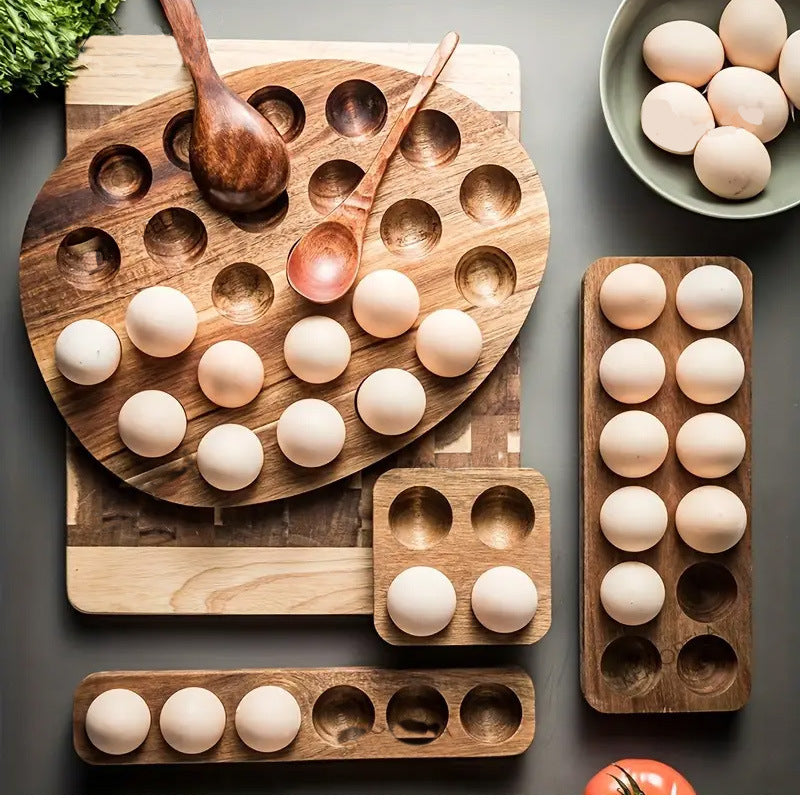 Japanese Style Wooden Egg Tray Shelf for Refrigerator Kitchen Storage