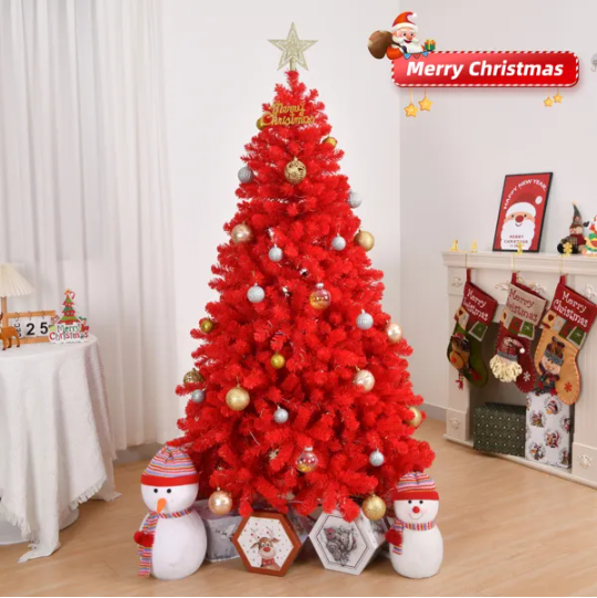 6 FT Unlit Artificial Christmas Tree - Red Pine with Metal Stand