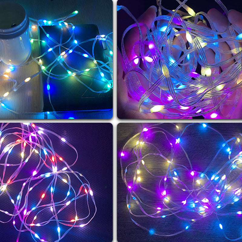 Outdoor RGB LED Rope Lights with Remote Control - 200 LEDs, Plug-In, Durable String Lighting