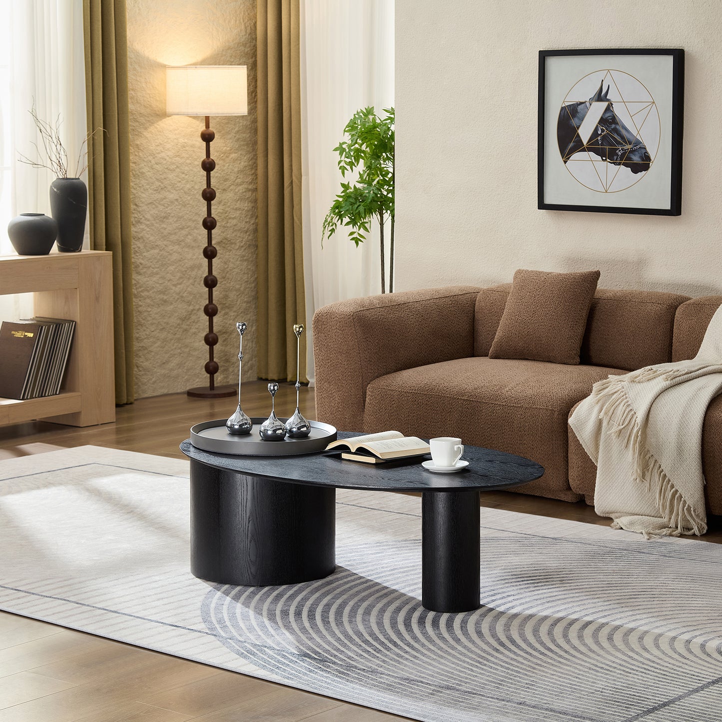 Modern Oval Luxury Coffee Table, Sophisticated Living Room Center