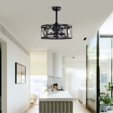 20'' Industrial Ceiling Fan with Remote Control - Matte Black