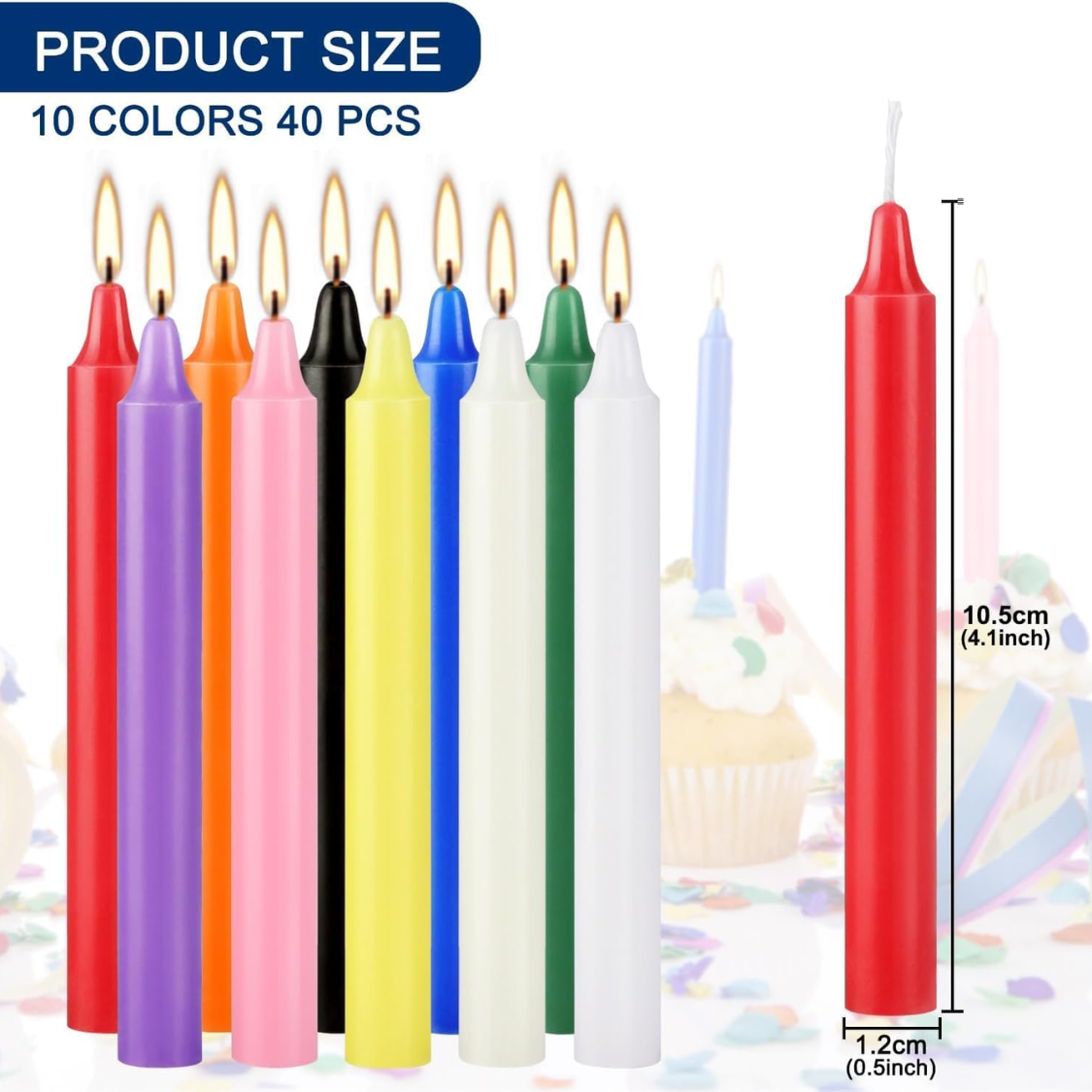 40 Pack Multi-Colored Spell Chime Candles - 4 Inch Unscented