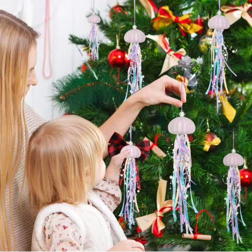 4 PCS Sea Urchin Christmas Tree Ornaments - Purple