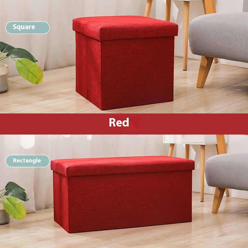 Foldable Shoe Storage Bench with Cotton Linen Upholstery - Multi-Color