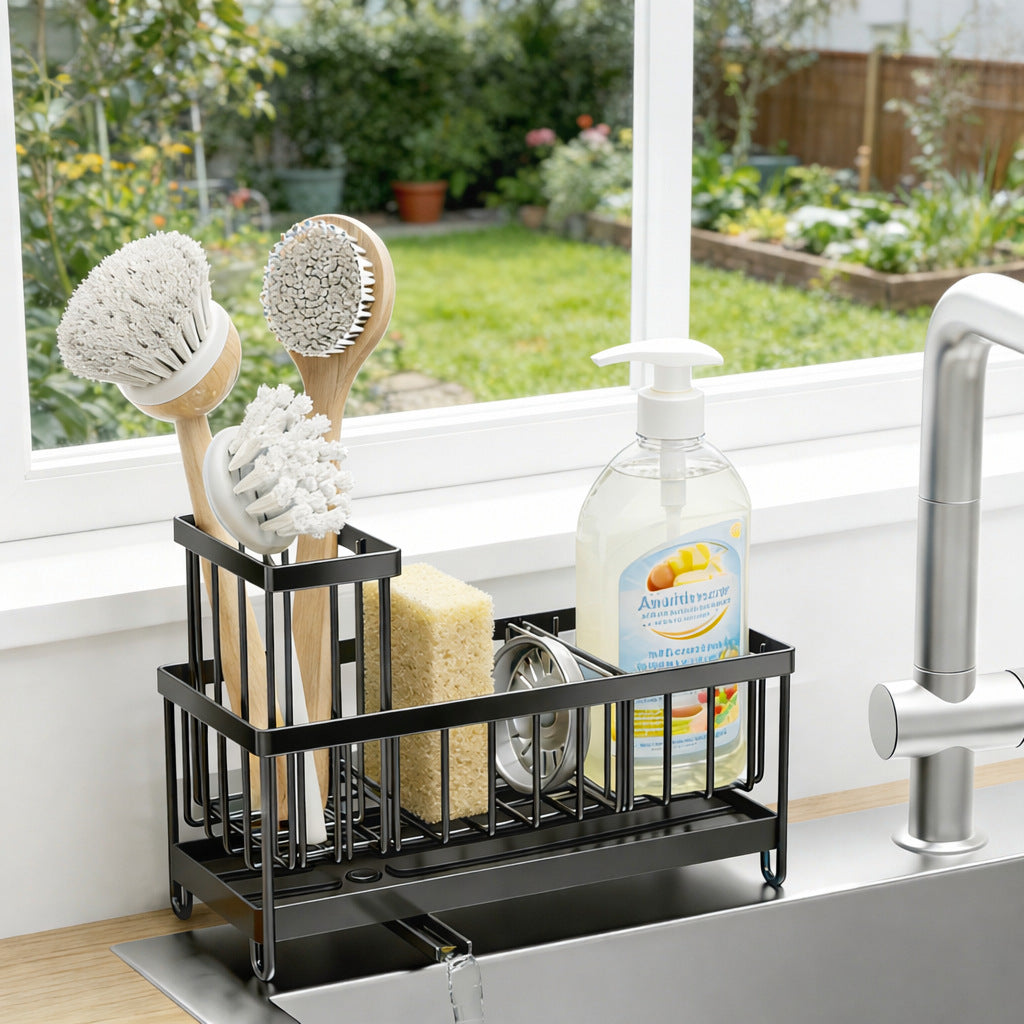 Kitchen Sink Rack Sponge Holder Soap Dish Drain Storage Organizer