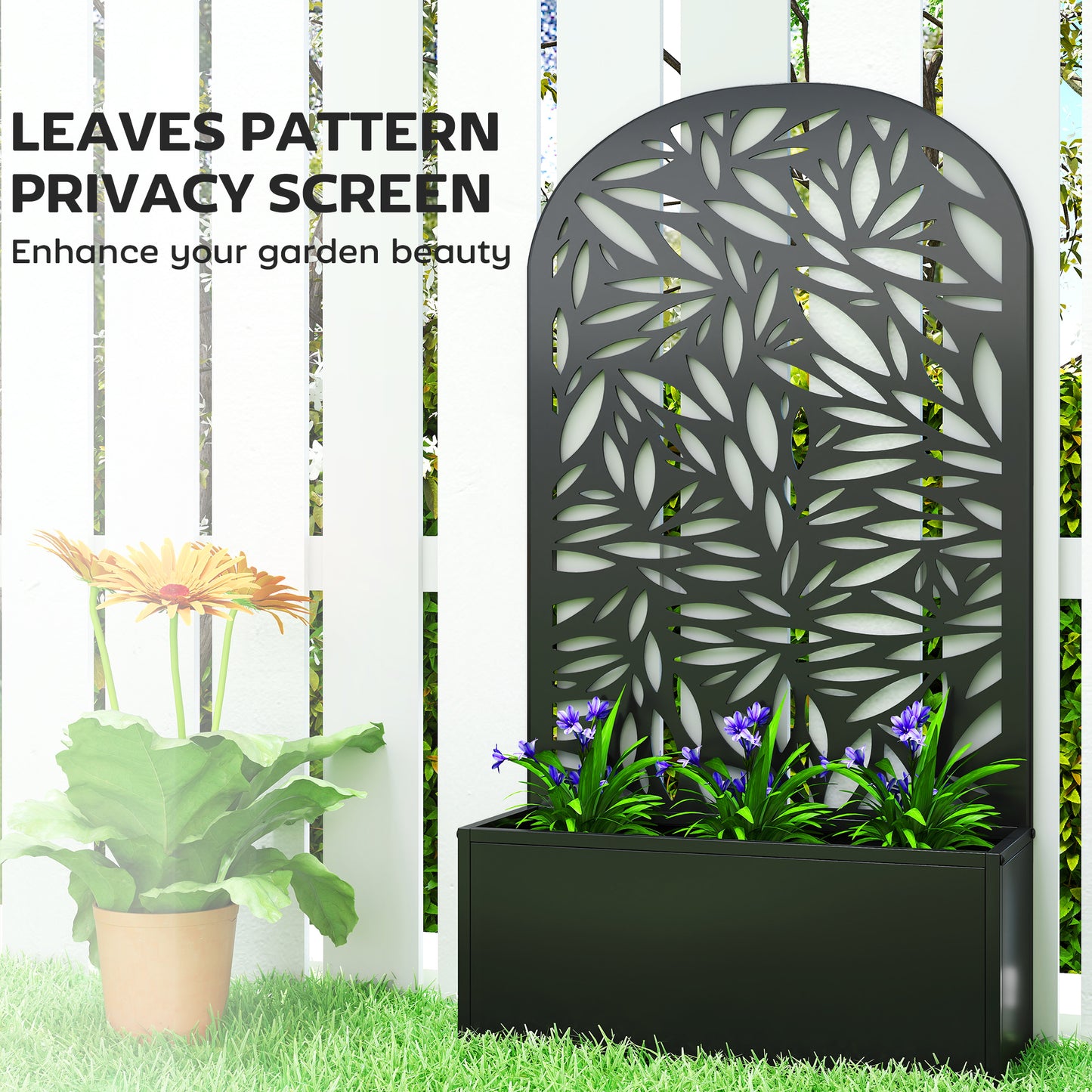Metal Garden Bed with Trellis for Climbing Plants - Freestanding or Wall Mount