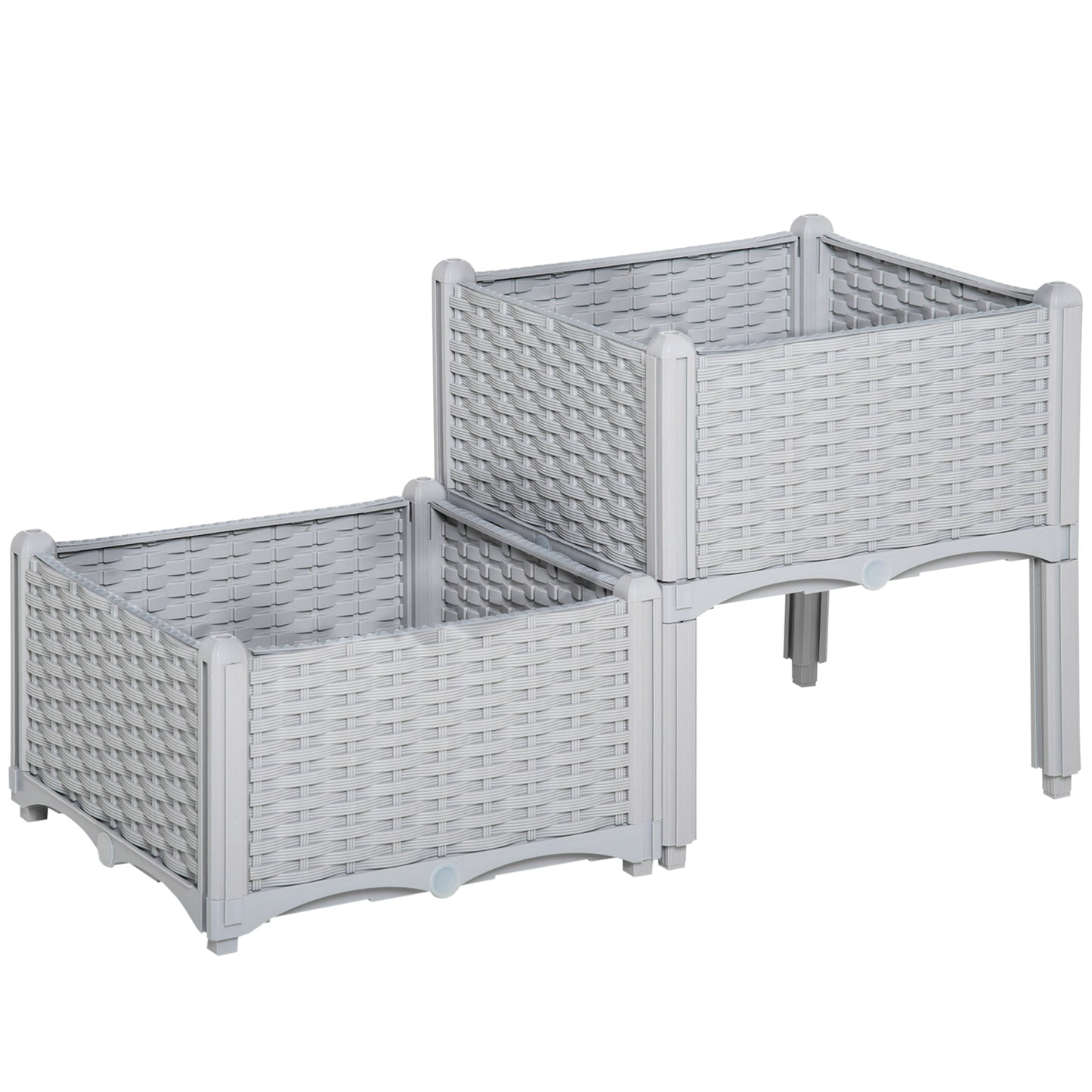 2-Piece Self-Watering Raised Garden Bed with Legs - Gray