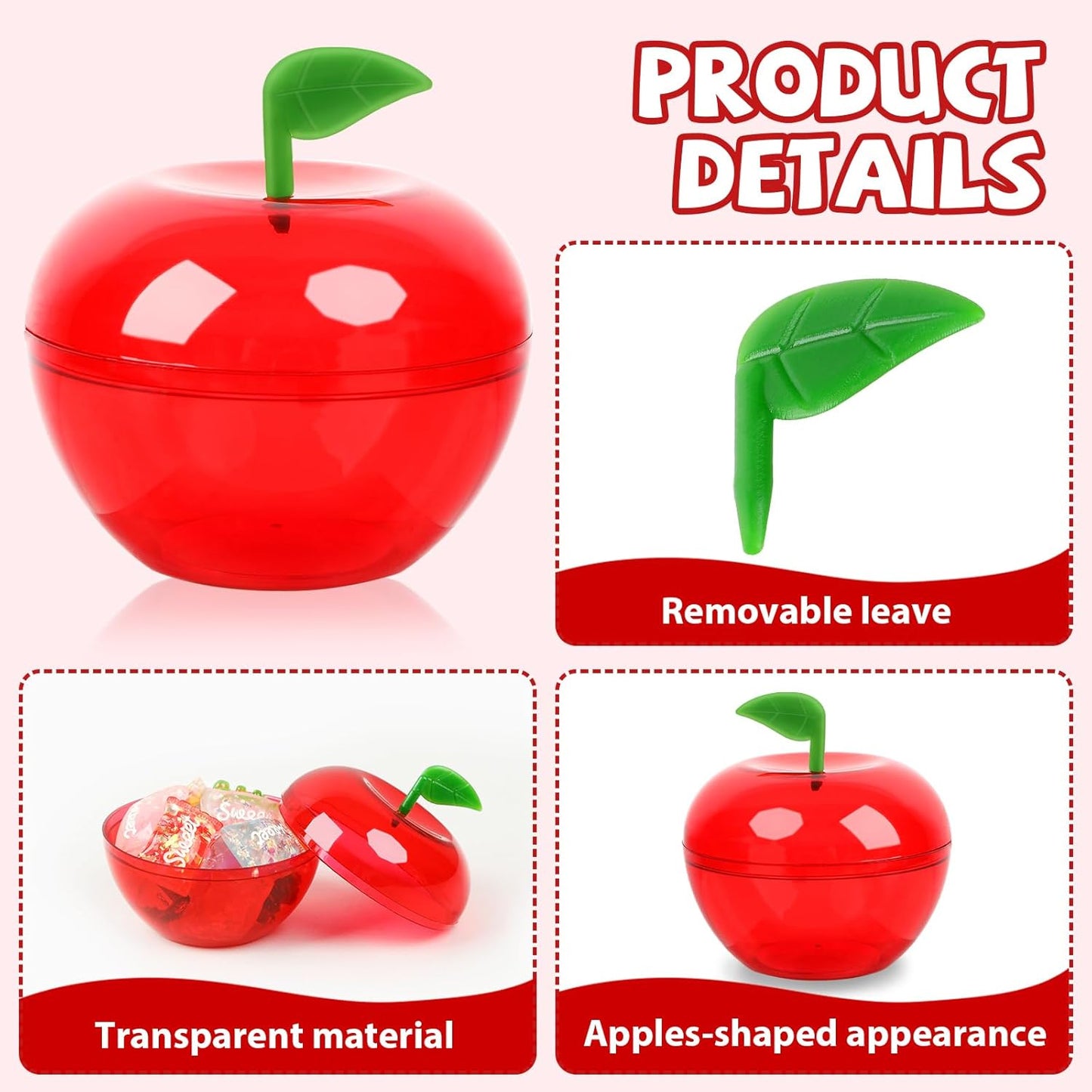 20 Pcs Red Mini Plastic Apple Candy Jars - Party Favors