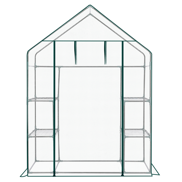 Mini Walk-In Greenhouse with PE Cover, 4-Shelf Indoor Outdoor Plant Garden for Patio Backyard, 56x29x77in, White