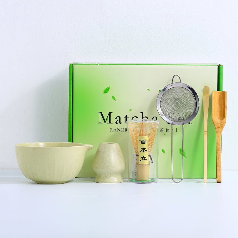 Japanese Tea Ceremony Set with Matcha Bowls & Whisks - Multiple Colors